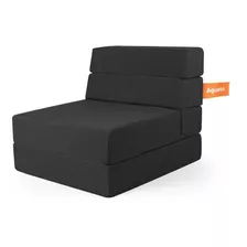 Sofa Cama Individual Agusto ® Sillon Puff Plegable Colchon Color Negro