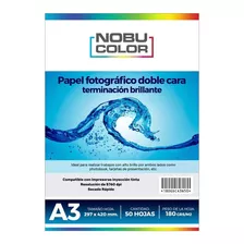 Papel Foto Glossy Brillante Doble Cara A3 180 Gr. 50 Hojas