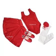 Kit Roupa Bailarina De Ballet Adulto Vermelha