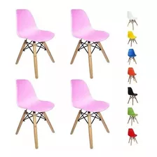 Kit 4 Cadeiras Infantis Para Escrivaninha Wood Eames Eiffel