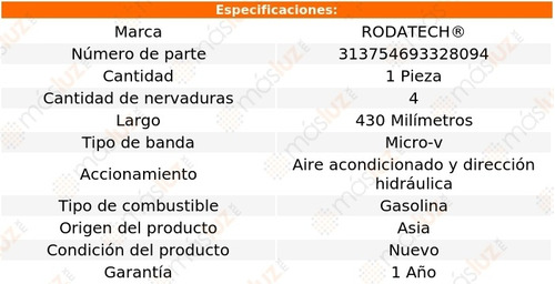 (1) Banda Accesorios Micro-v A/a Y D/h Spectra 1.8l 4 Cil 00 Foto 2