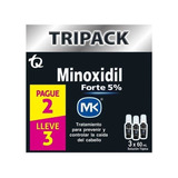 Minoxidil Forte 5% 5g SoluciÃ³n TÃ³pica En Caja Por 3 Frascos De 60 Ml C/u