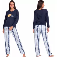 Kit Casal Pijama Longo Inverno Popeye Popay Popai Azul