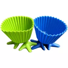 Molde Muffins Silicona Individua Goma Cupcakes X2 Verde Azul