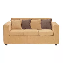 Sofa 3 Cuerpos Essenza Modelo Phuket Tela Dorado