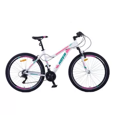 Mountain Bike Femenina Kova Tibet R27.5 S 21v Frenos V-brakes Cambios Shimano Color Blanco/rosa Con Pie De Apoyo