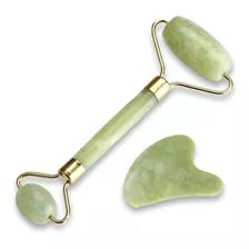 Smart Gr Rolo Massageador Facial Pedra Jade Verde + Guasha