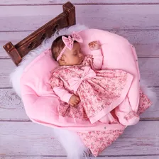 Saída De Maternidade Rosa Menina Com Saco De Dormir Luxo