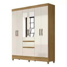 Guarda Roupa Casal 6 Portas Com Espelho 8990 Freijo Off Whit