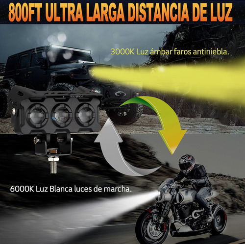 Par Focos Lupas Led Bicolor Hi/lo Luz Universal 4x4 Moto Foto 4