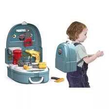 Kit Infantil Super Construtor Cinza Mochila 18 Pçs Unitoys