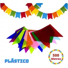 Kit 500 Metros Bandeirinha Plastico Festa Junina Atacado Cor Sortido