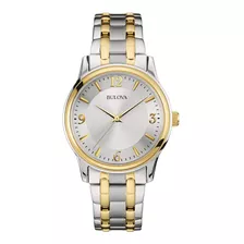 Reloj Bulova Corporate Two-tone Original Hombre Time Square Color De La Correa Plateado Y Dorado Color Del Bisel Dorado Color Del Fondo Plateado