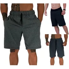 Kit 3 Bermudas Moletom Masculina Estampadas Short Academia