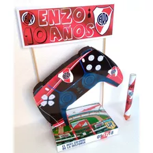 Adorno P Torta Joystick Boca O River Personalizado + Bengala