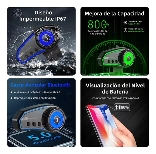 Bluetooth Para Casco, Audifonos Para Casco Moto Foto 3