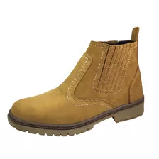 Bota De Couro Amarelo Castor Botina Country Solado Tratorado