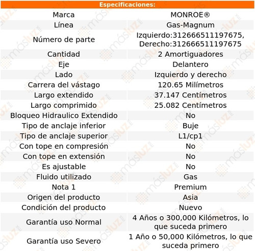 Kit 2 Amortiguadores Del Gas-magnum C35/c3500 Pickup 67/74 Foto 3