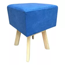 Puff Suede Quadrado Madeira 42x33x33 Macio Sentar