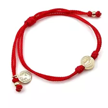 Medalla De De San Benito Pulsera De Cordón Rojo Ajus...