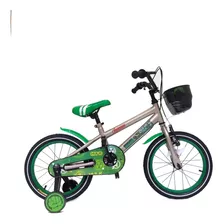 Bicicleta Paseo Infantil Dencar Lamborghini 7155 R16 Frenos V-brakes Color Gris/verde Con Ruedas De Entrenamiento 