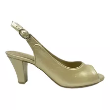 Zapatilla Oro Dorado De Fiesta Mujer Alto 6cm 100% Vacuno 