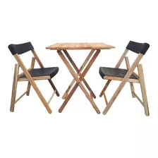 Juego Mesa Con Sillas Exterior De Madera Importado Plegable