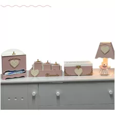 Kit Higiene De Mdf Rosa Quarto Menina