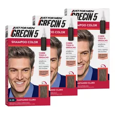 Kit 3x Tintura Grecin 5 Shampoo Color 60 Ml Castanho Claro