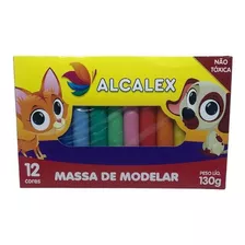 Kit C/ 50 Massinha Caixinha Alcalex Colors 12 Cores 130 G