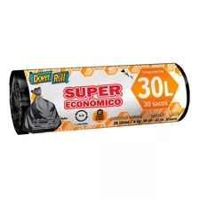 Saco Para Lixo 30l Dover Roll Super Econômico Preto 30un