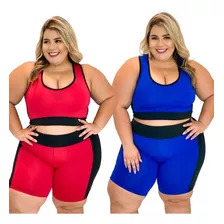 Kit De 2 Conjuntos Fitness Roupa De Academia Plus Size