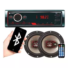 E-tech Radio Mp3 Bluetooth + 02 Alto Falantes Bravox 6 Pol