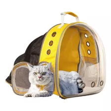 Maleta Para Gato Astropet Transparente Expandible Amarillo