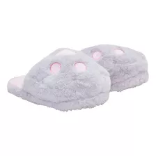 Pantufla Mujer Huella Gris Huella Corona