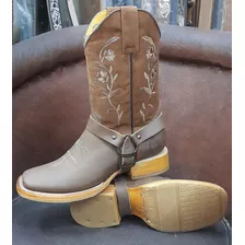 Bota Rodeo Toro Moro Vaquera Dama Piel Crasy Tan Modelo 712