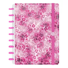 Caderno Disco Inteligente Médio A. Print Leopardo Rosa 80f