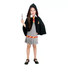 Fantasia Hermione Infantil Gola Com Gravata E Capa Com Capuz