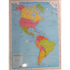 Mapa Mural América Político Laminado Envarillado