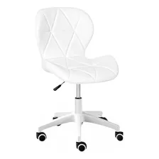 Cadeira De Escritorio Branco Slim Ergonomica Com Couro Pu