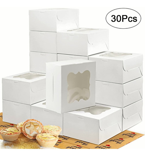 Mini Cajas Con Ventana Para Pasteles Donas Regalos Pan 30 Pz