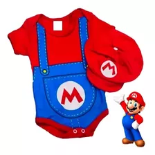 Kit Body + Boina Mario Bros Mesversario Primavera/verão