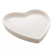 Porta Anéis Cerâmica Heart Branco 17,5x16,5x2cm