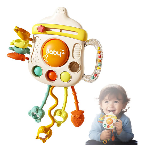 Silicone Pull String Teething Toy, Infant Fidget Travel