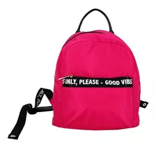 Mochila Mini Backpack Para Dama Lulu Frase Good Vibes Fucsia