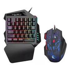 Kit De Teclado Y Mouse Gamer Hxsj J50 Teclado Negro, Mouse Negro Y Azul