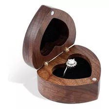 Hmgf Wood Caja De Anillos De Boda De Nogal Negro, Terciopelo