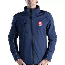 Campera Moto Softshell Blue Jacket Con Protecciones Qobu