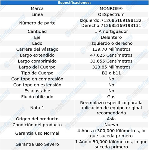 Amortiguador Oespectrum Gas Del Geo Prizm 93-97 Monroe Foto 2