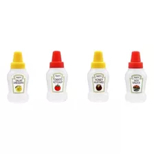 4 Mini Botellas Dispensadoras De Salsa Con Tapa 